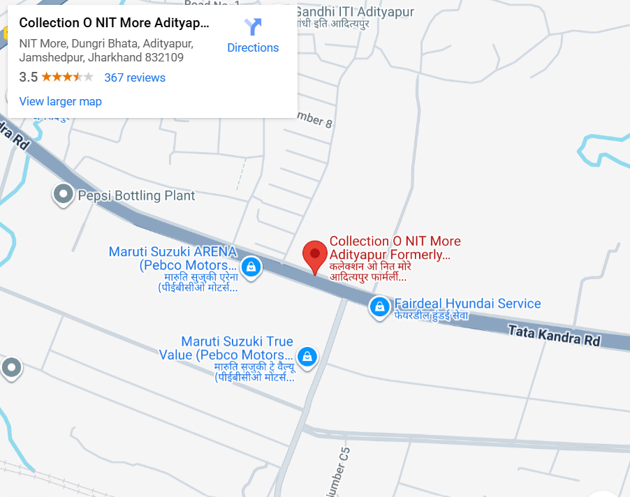 Map preview for Hotel Subeksha in Adityapur, Jharkhand, India